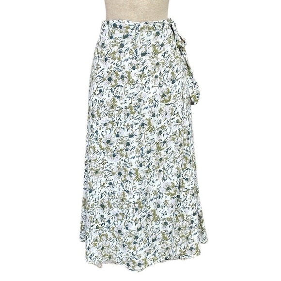 Caslon Skirt Women's M Medium Ivory Purple Floral Amelie Midi A-Line NWT - Picture 1 of 16